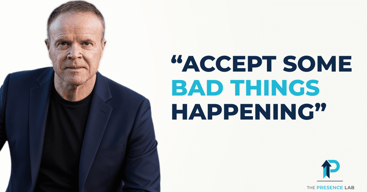 Dale Dixon beside the words 'Accept some bad things happening' and The Presence Lab logo.