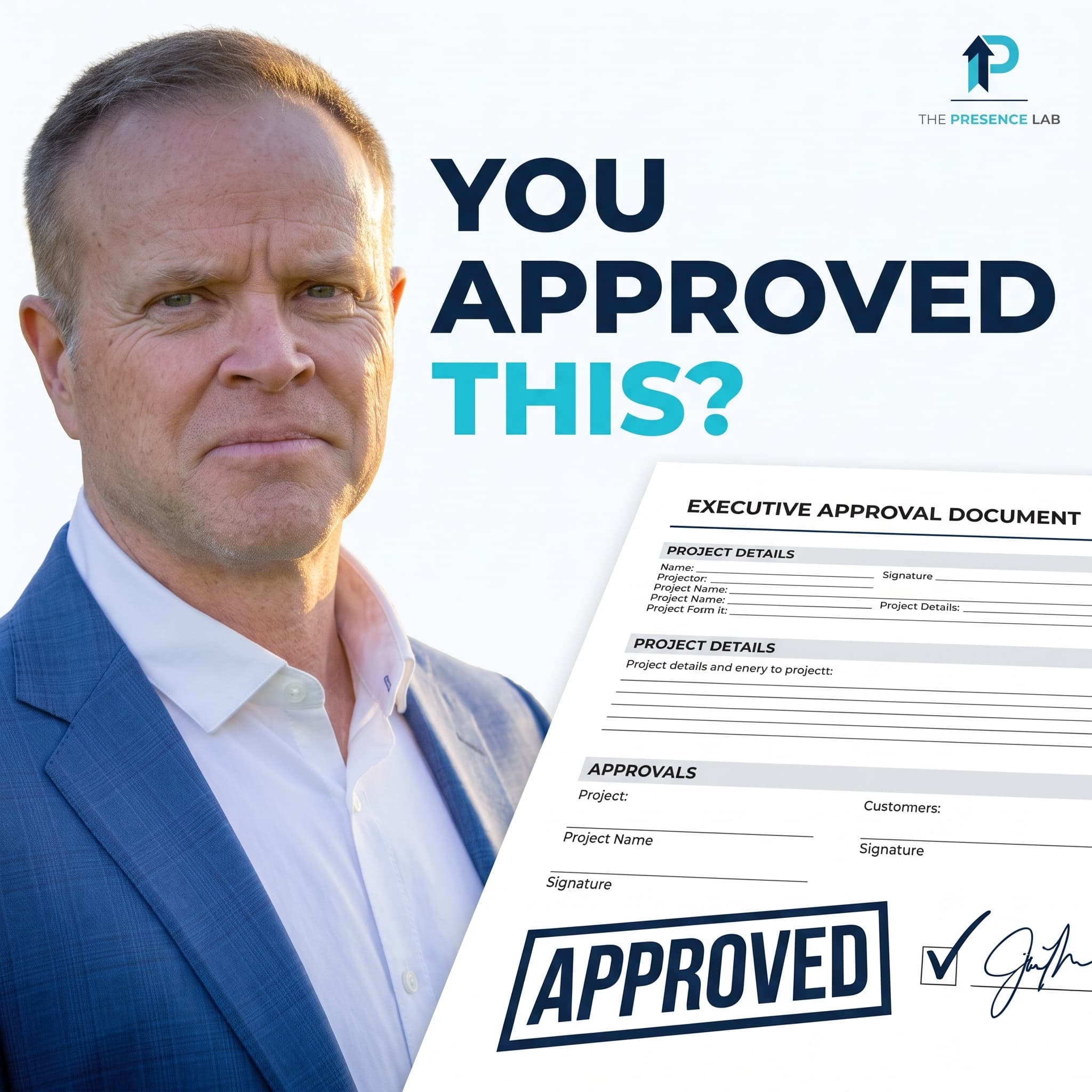 Dale Dixon beside the words You Approved This? and an executive approval document stamped APPROVED